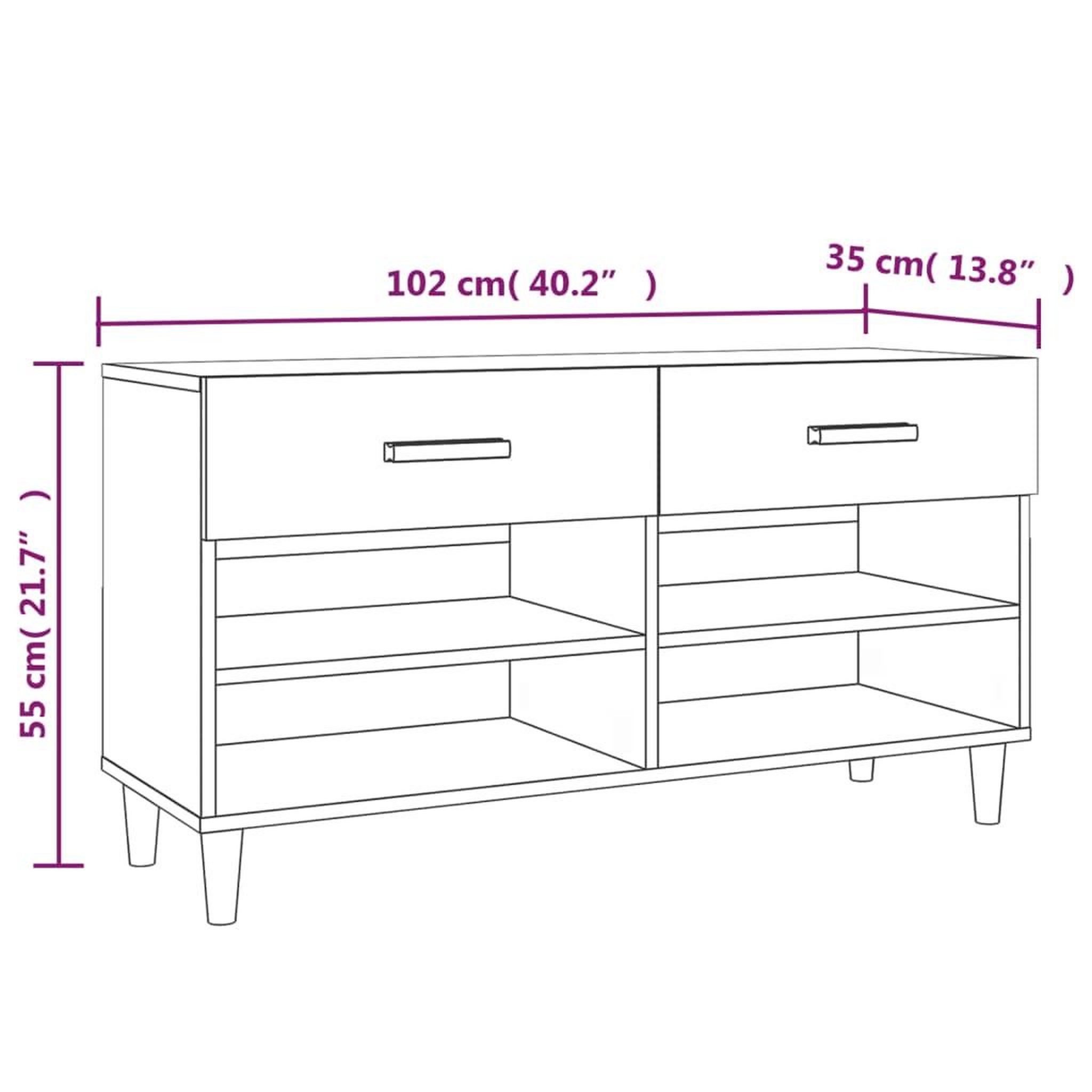 Voir la diapositive 6 : VIDAXL Armoire a chaussures Gris beton 102x35x55 cm Bois d'ingenierie