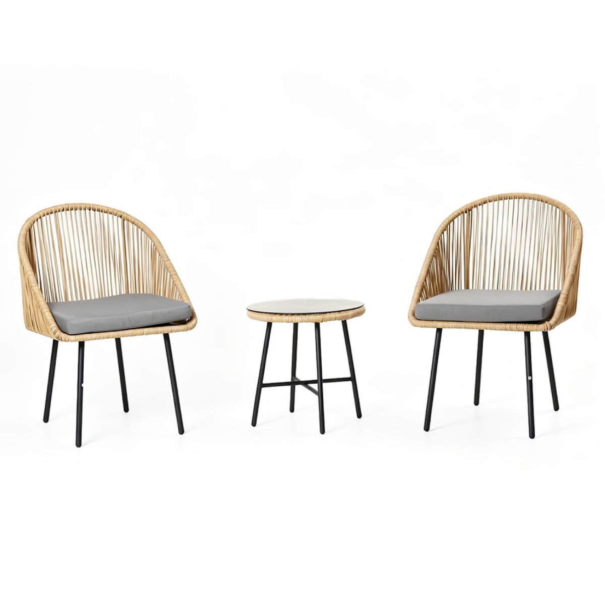 CONCEPT USINE Ensemble de jardin 2 fauteuils et table basse effet rotin naturel IPANEMA