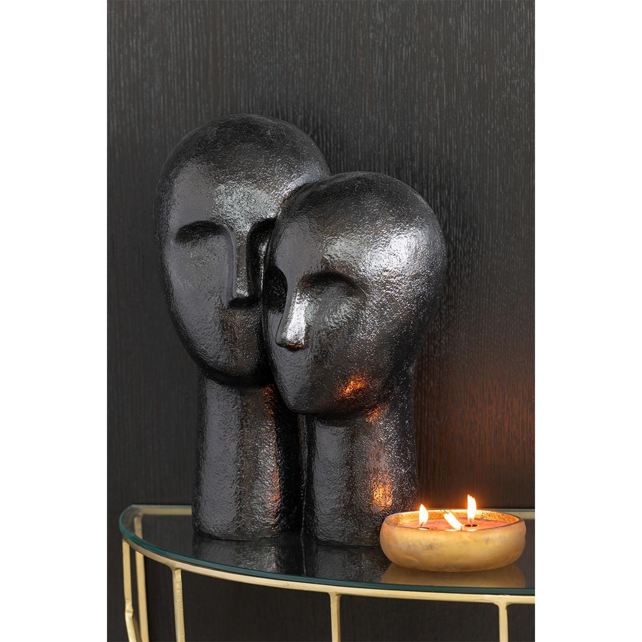 Voir la diapositive 3 : J-LINE Statuette en résine  tête couple  42cm noir