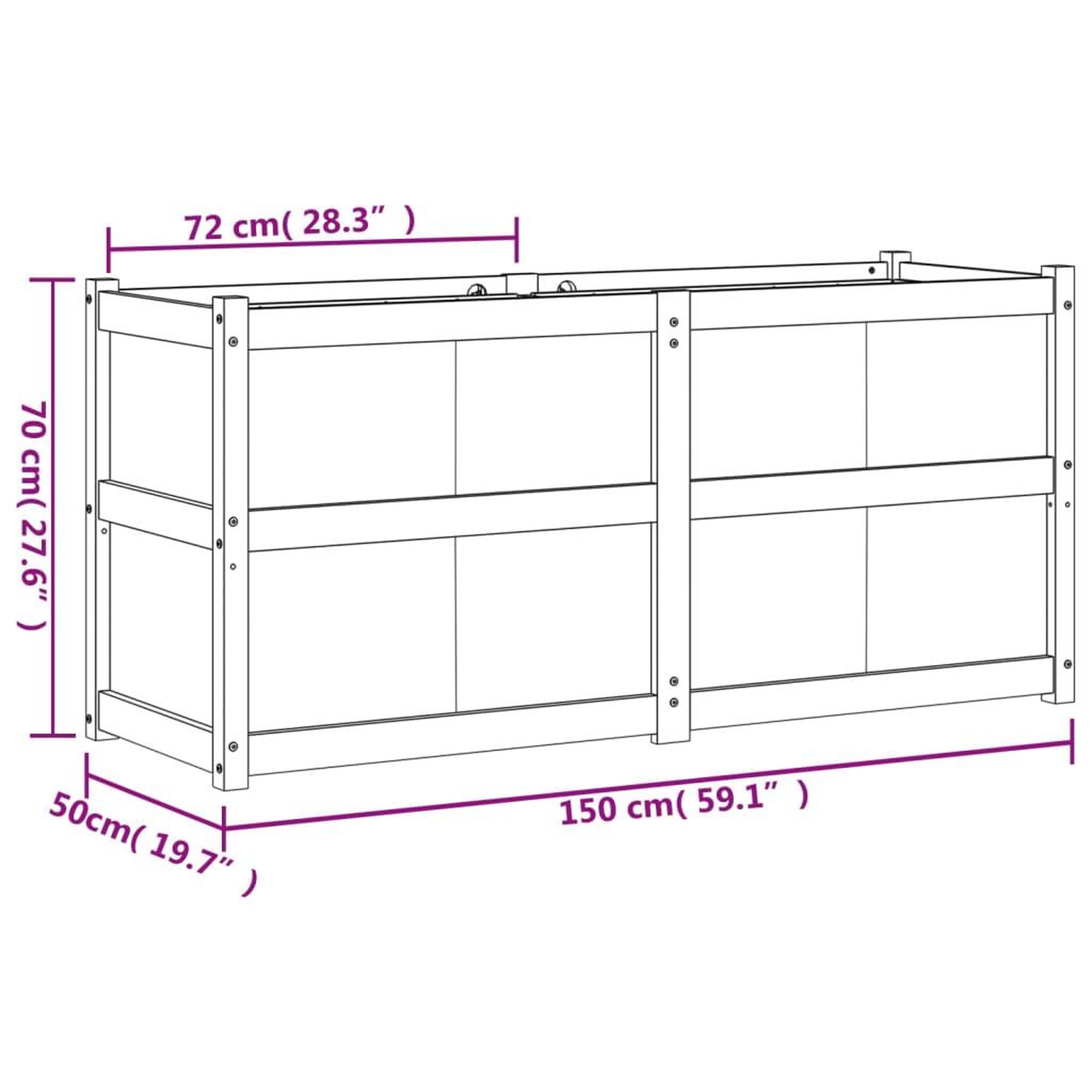 Voir la diapositive 6 : VIDAXL Jardiniere 150x50x70 cm bois de pin impregne