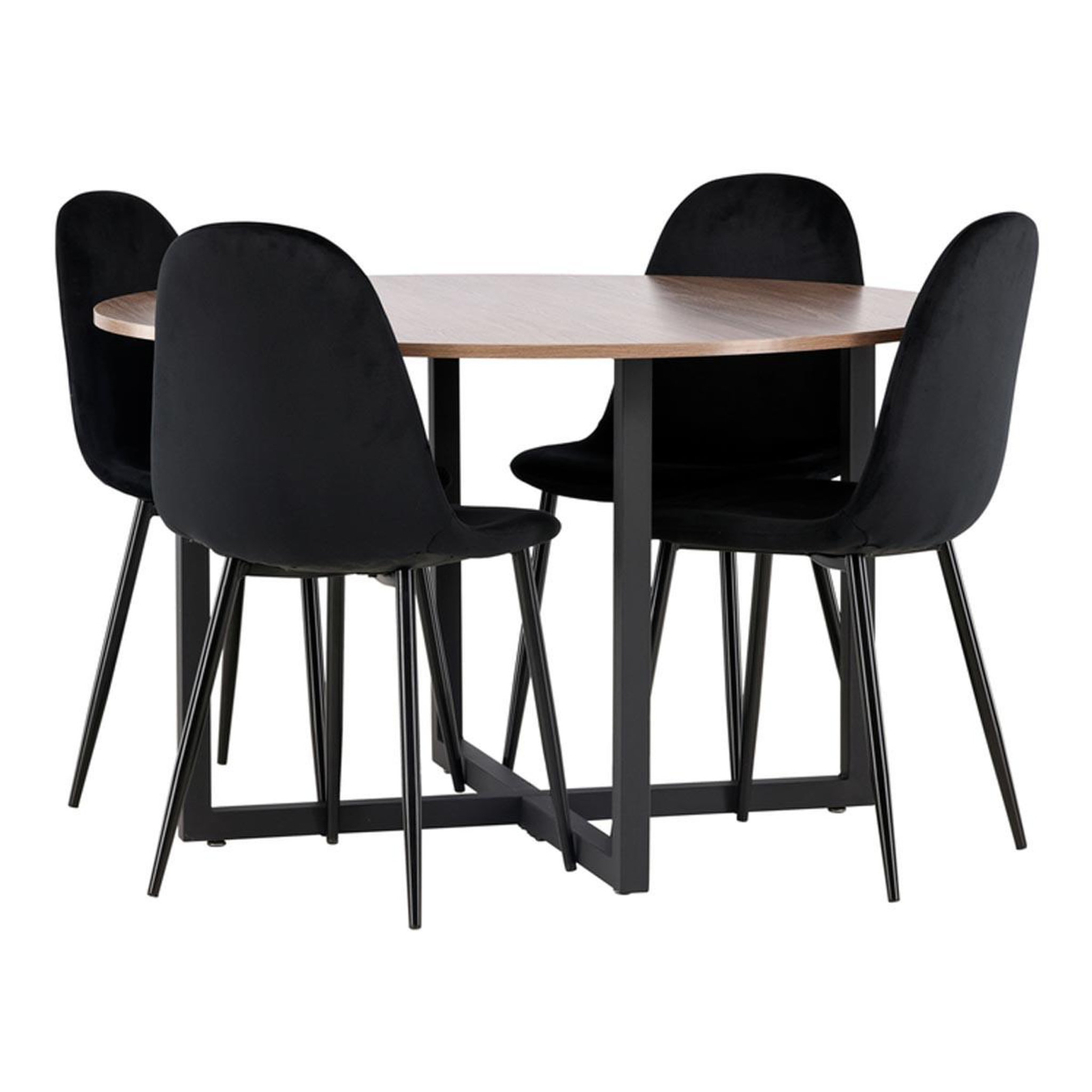 Paris Prix Ensemble table à manger & 4 chaises  durango & polar  120cm noyer & noir