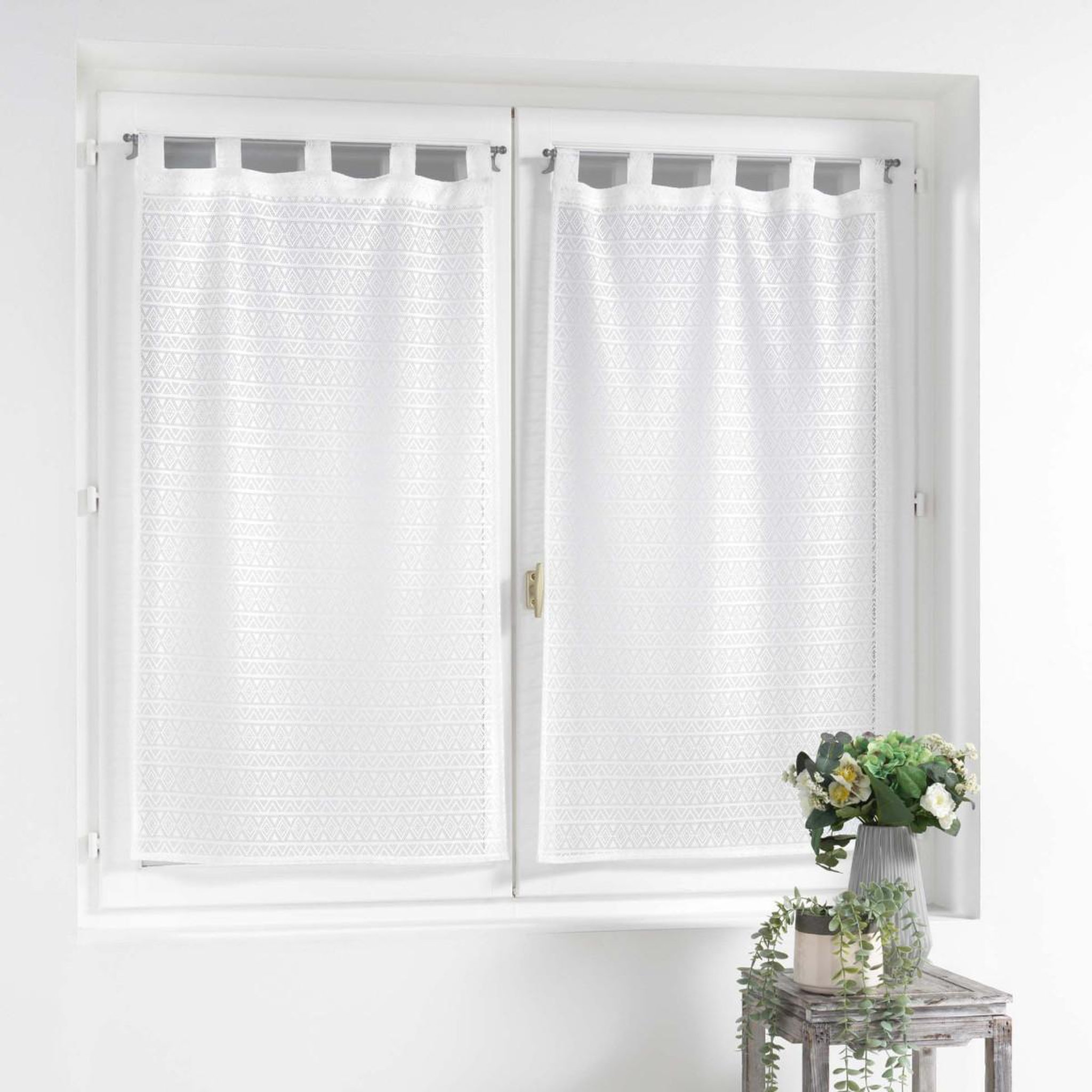 Voir la diapositive 3 : Douceur d'Intérieur Paire de voilages maille  naomie  60x160cm blanc
