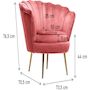 Voir la diapositive 3 : Habitat et Jardin Fauteuil velours  Floria  - 70 x 73 x 76 cm - Rose