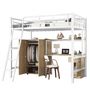 Voir la diapositive 1 : MERAX Lit mezzanine 90x200cm métal et mdf coloris blanc