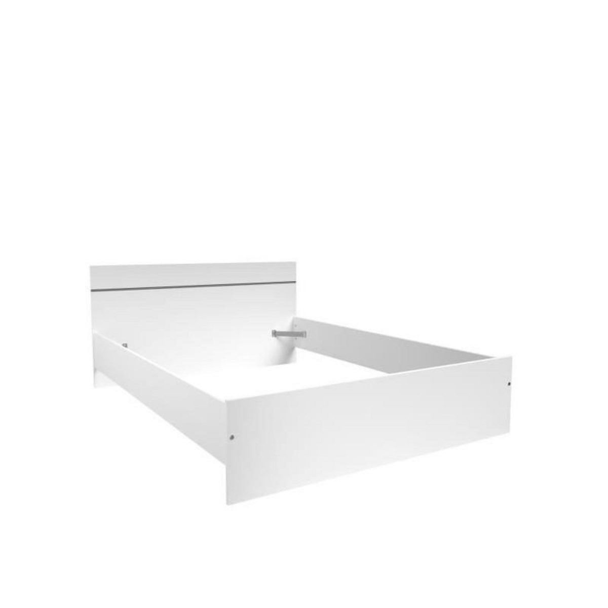 PARISOT Chambre complete BOSTON : Lit adulte 140x190 + Commode + 1 Chevet - Décor blanc - Fabriqué en France