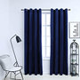 Voir la diapositive 1 : VIDAXL Rideaux occultants et anneaux 2pcs Velours Bleu fonce 140x175cm