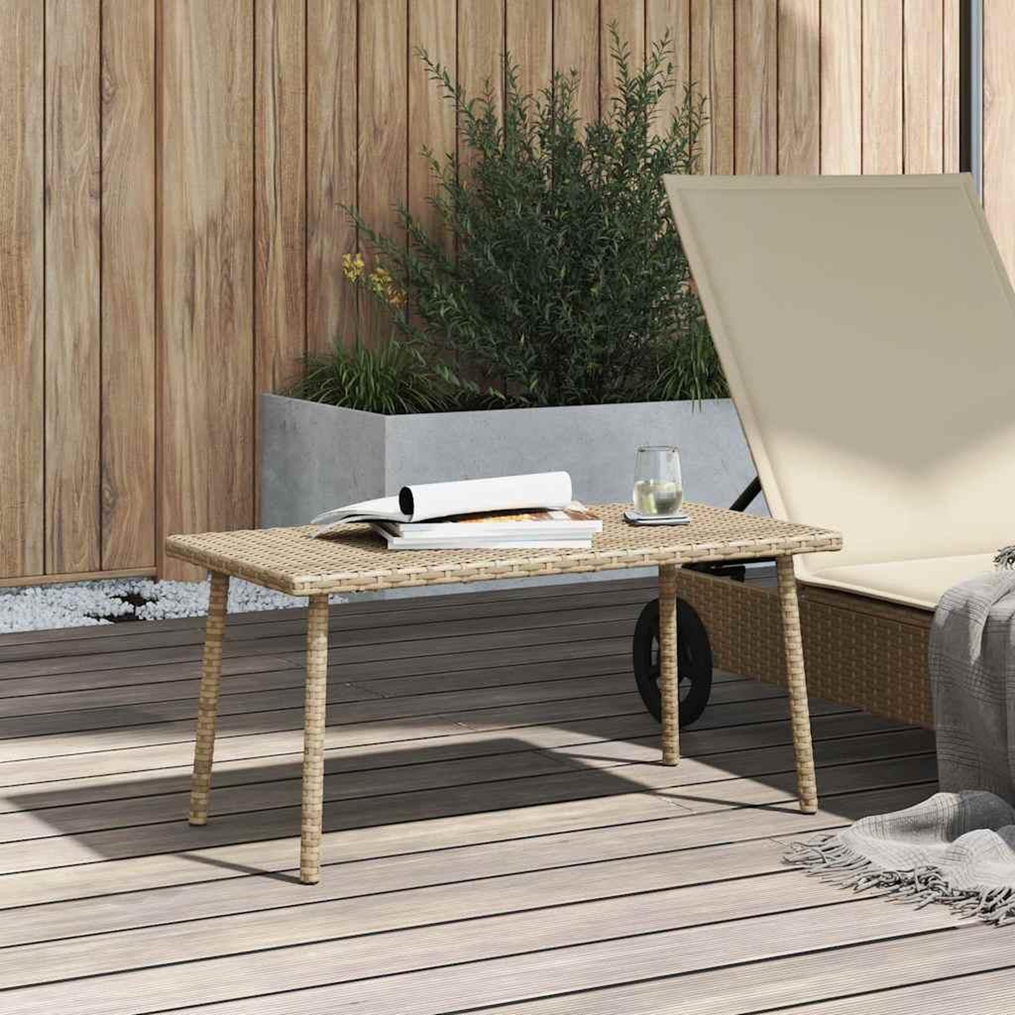 Voir la diapositive 3 : VIDAXL Table basse de jardin rectangulaire beige 80x40x37 cm rotin