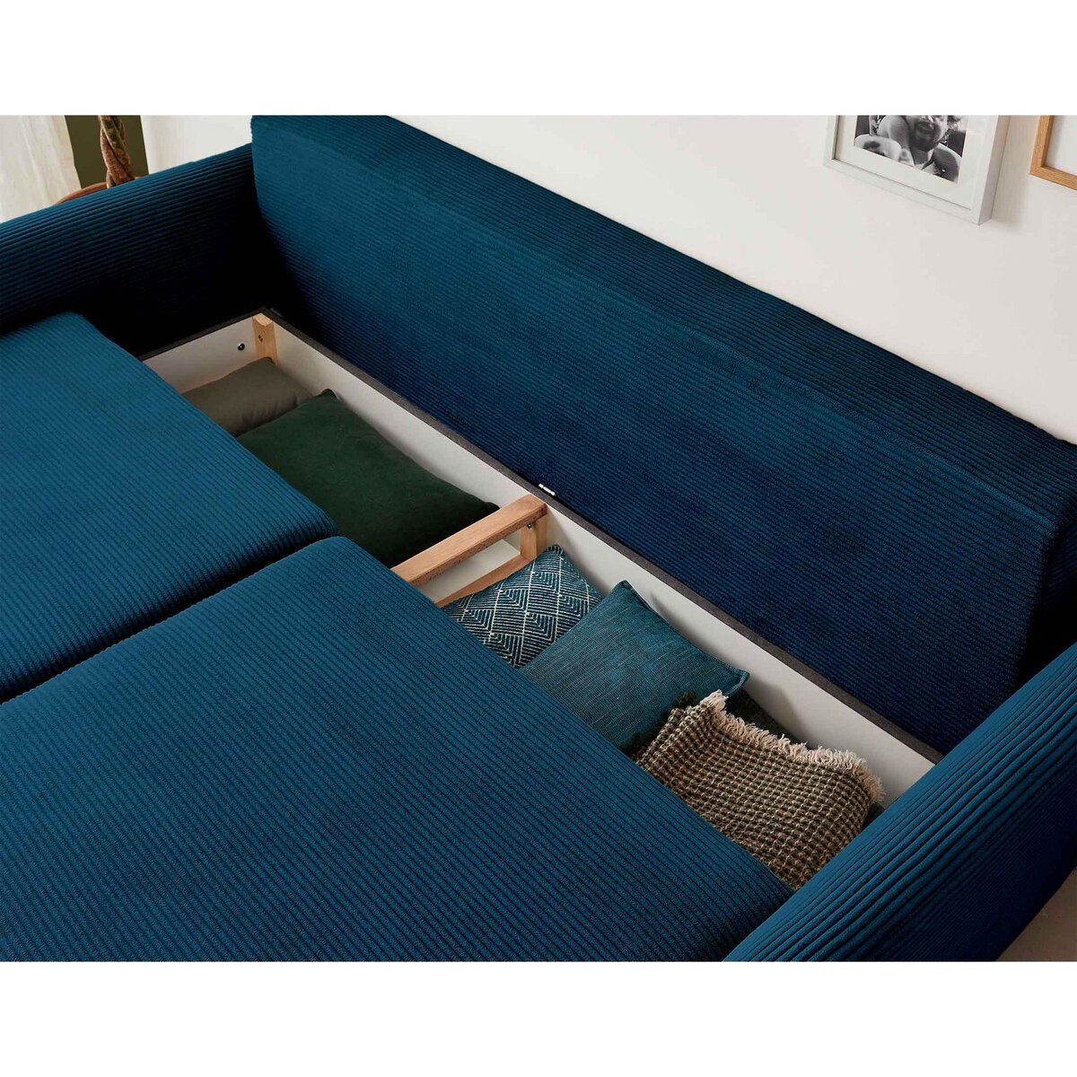 LISA DESIGN Dan - canapé 3 places - convertible avec coffre - en velours côtelé