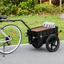 Voir la diapositive 2 : HOMCOM Remorque vélo remorque de transport pour vélo 144L x 59l x 80H cm barre d'attelage universelle acier oxford noir