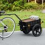 Voir la diapositive 2 : HOMCOM Remorque vélo remorque de transport pour vélo 144L x 59l x 80H cm barre d'attelage universelle acier oxford noir