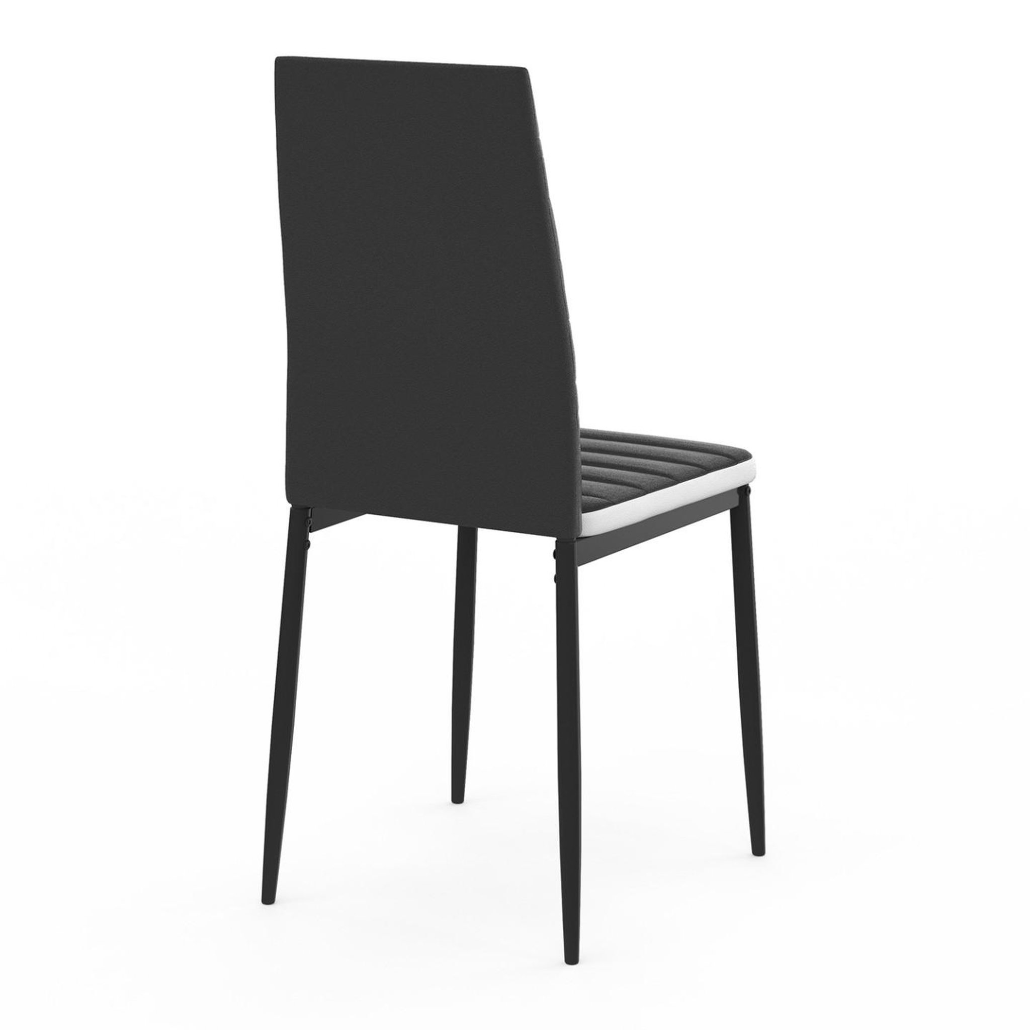 Voir la diapositive 5 : ID MARKET Lot de 4 chaises romane noires bandeau blanc pour salle à manger