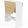 Voir la diapositive 3 : ID MARKET Table console pliable ronde EDI 2-4 personnes bois blanc plateau façon hêtre 103 x 76 cm