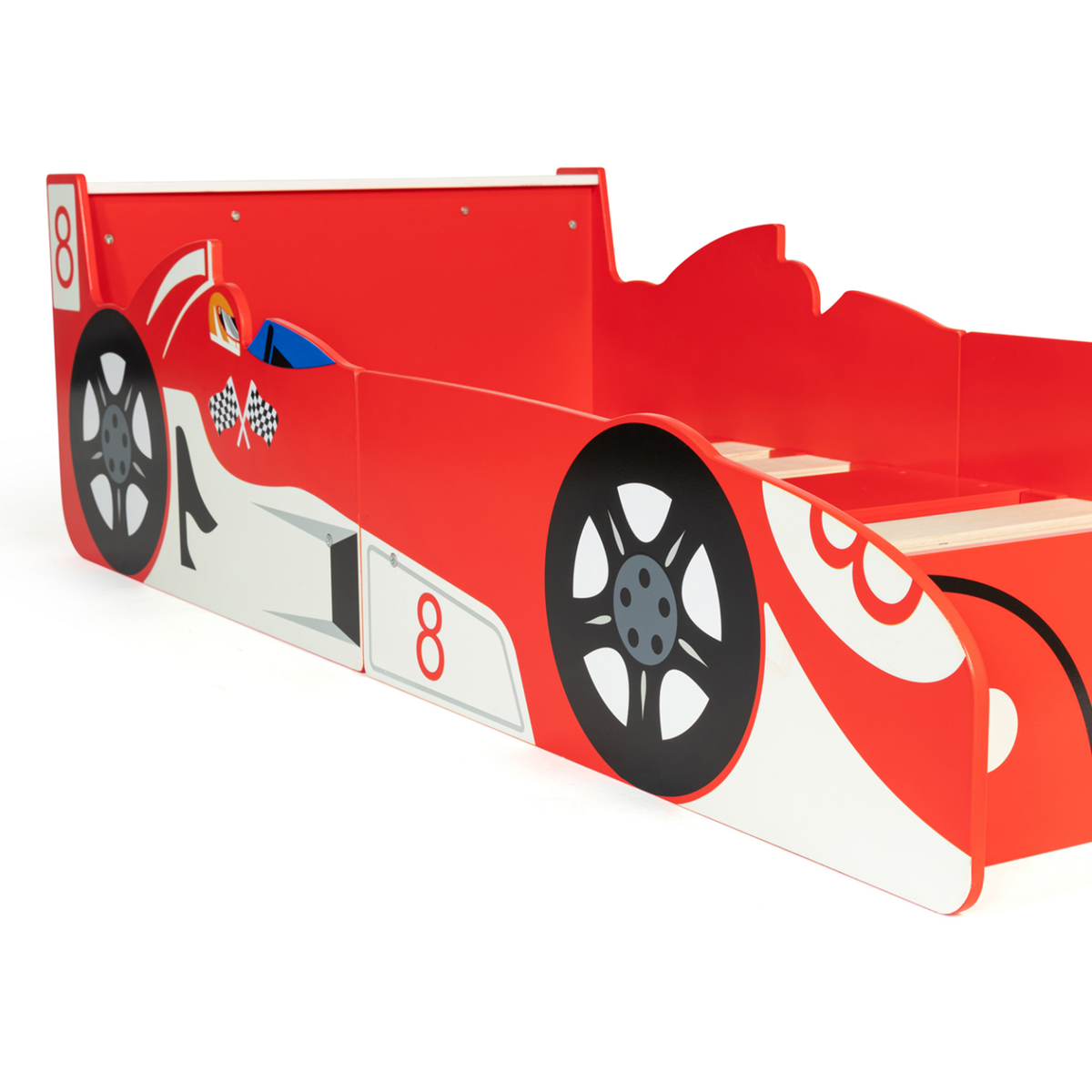 ID MARKET Lit enfant voiture formule 1 TEDDI 70 x 140 CM rouge