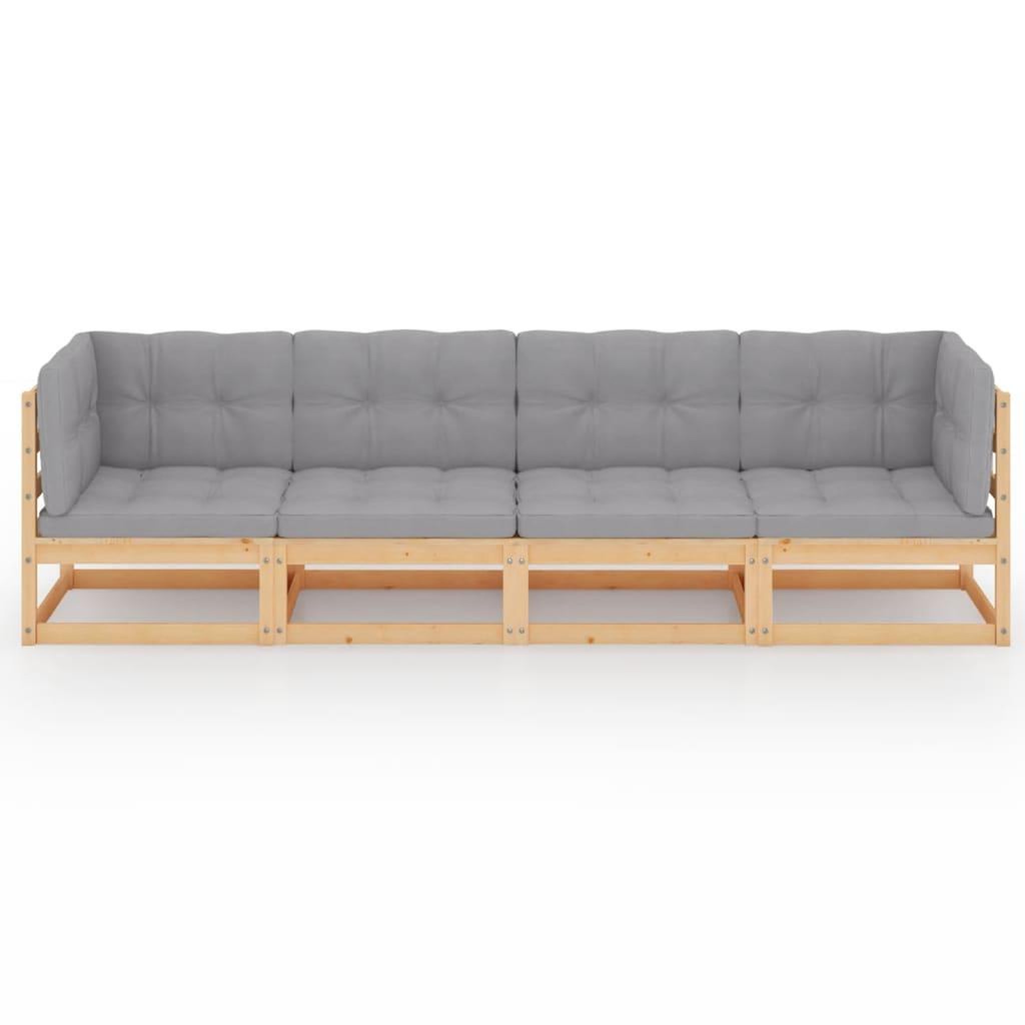 Voir la diapositive 3 : VIDAXL Canape 4 places de jardin avec coussins Bois de pin massif