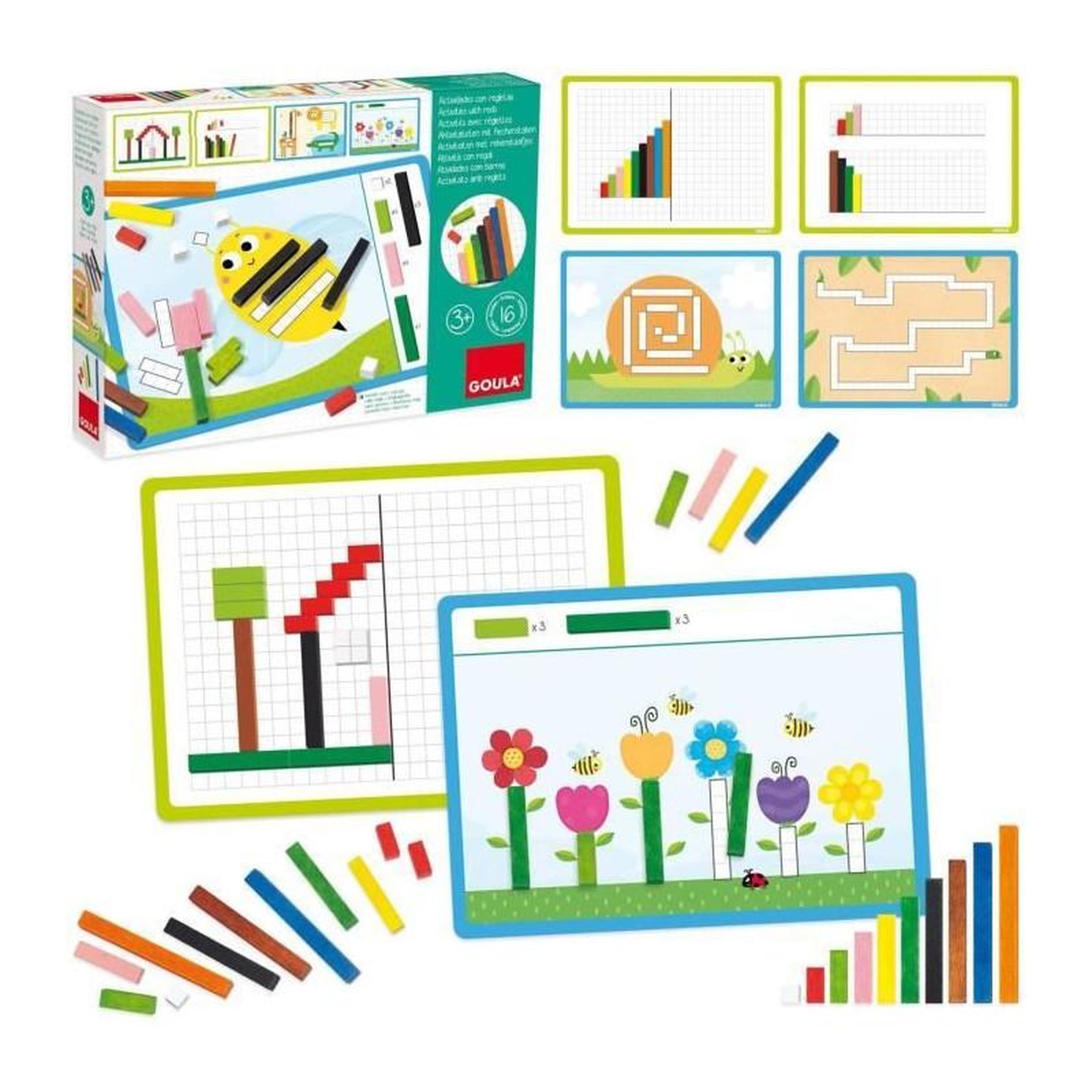 Voir la diapositive 2 : Goula Jeu éducatif - GOULA - Activités avec réglettes - Apprentissage des nombres et logique mathématique