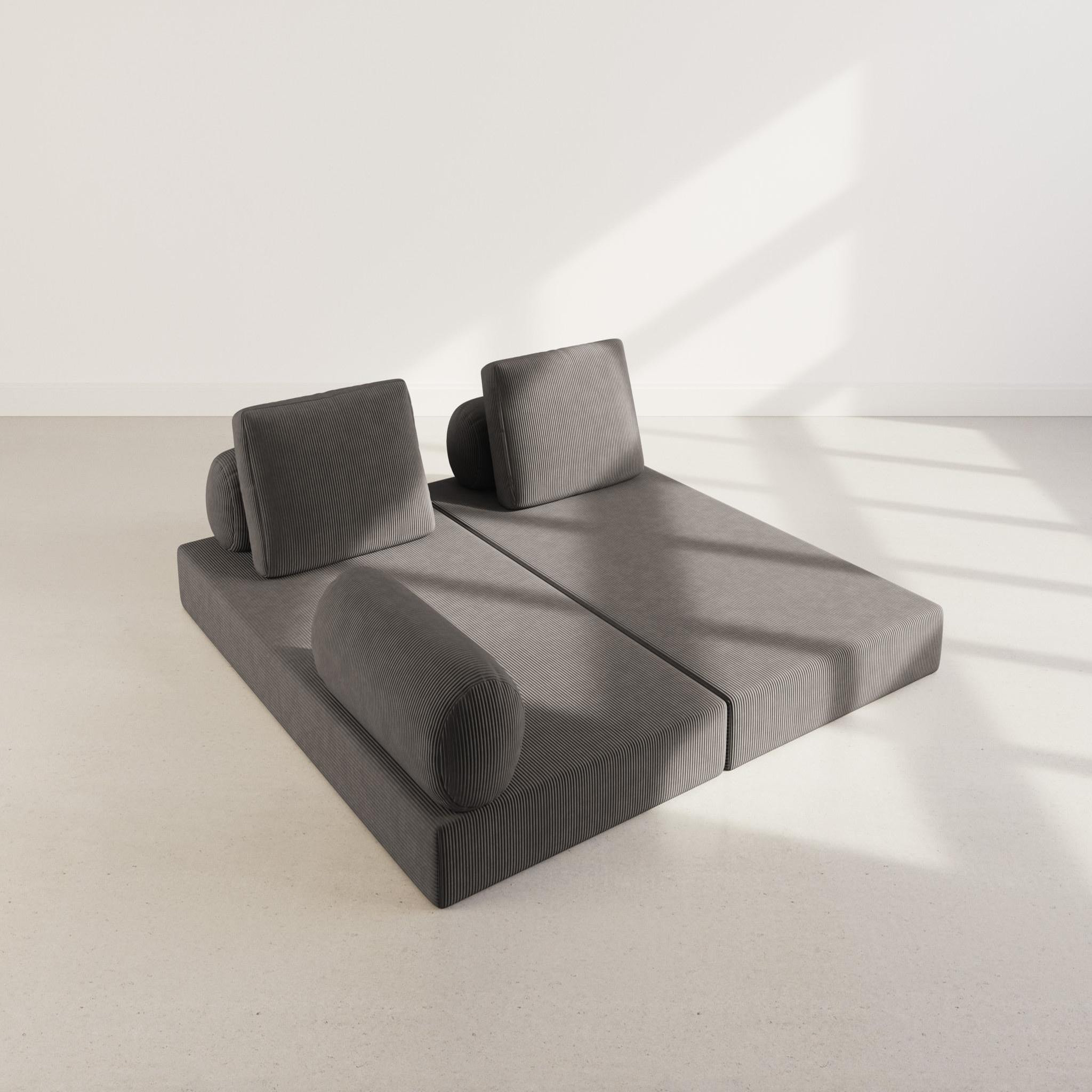 Voir la diapositive 6 : LISA DESIGN Lonny - canapé 3 places convertible en velours côtelé