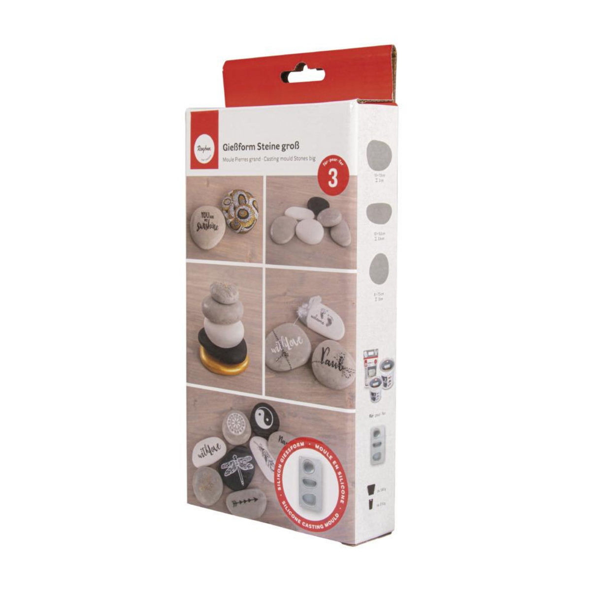 Rayher Moule en silicone 3 cailloux et galets 14,5 x 26 x 3,5 cm