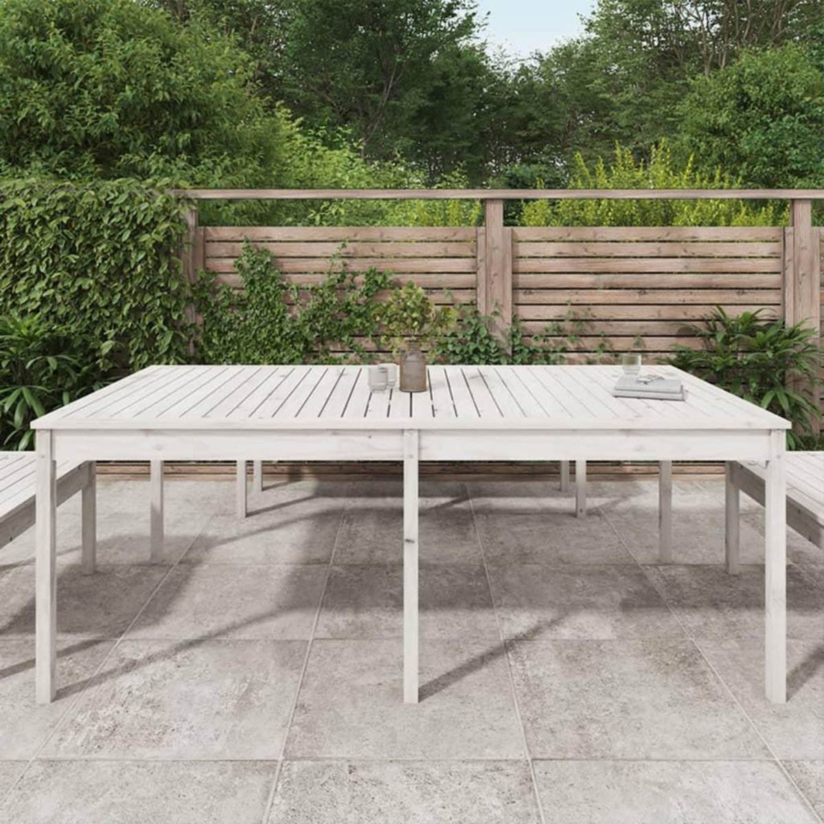 VIDAXL Table de jardin blanc 203,5x100x76 cm bois massif de pin