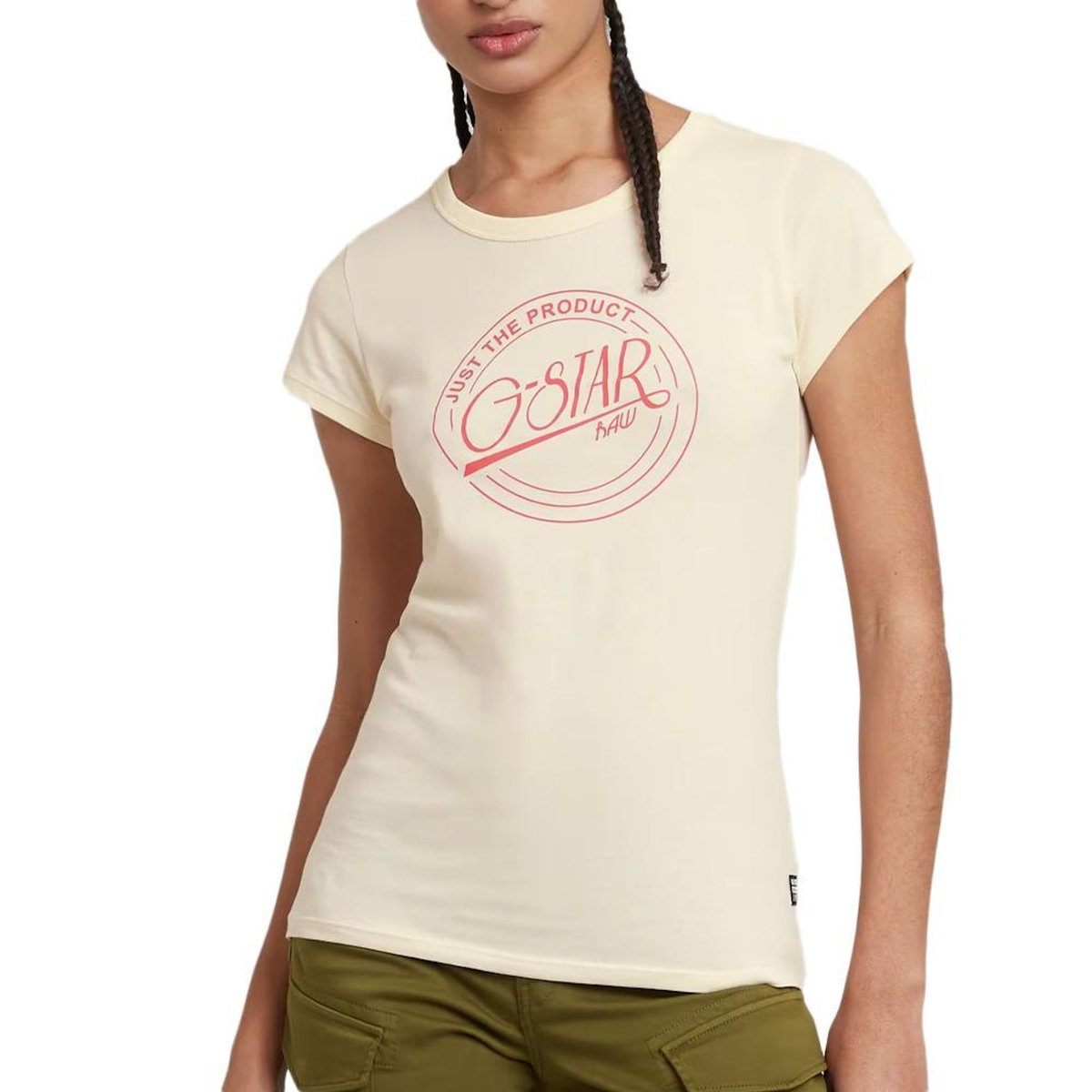 G-Star Raw T shirt Ecru Femme G Star Raw Large Logo