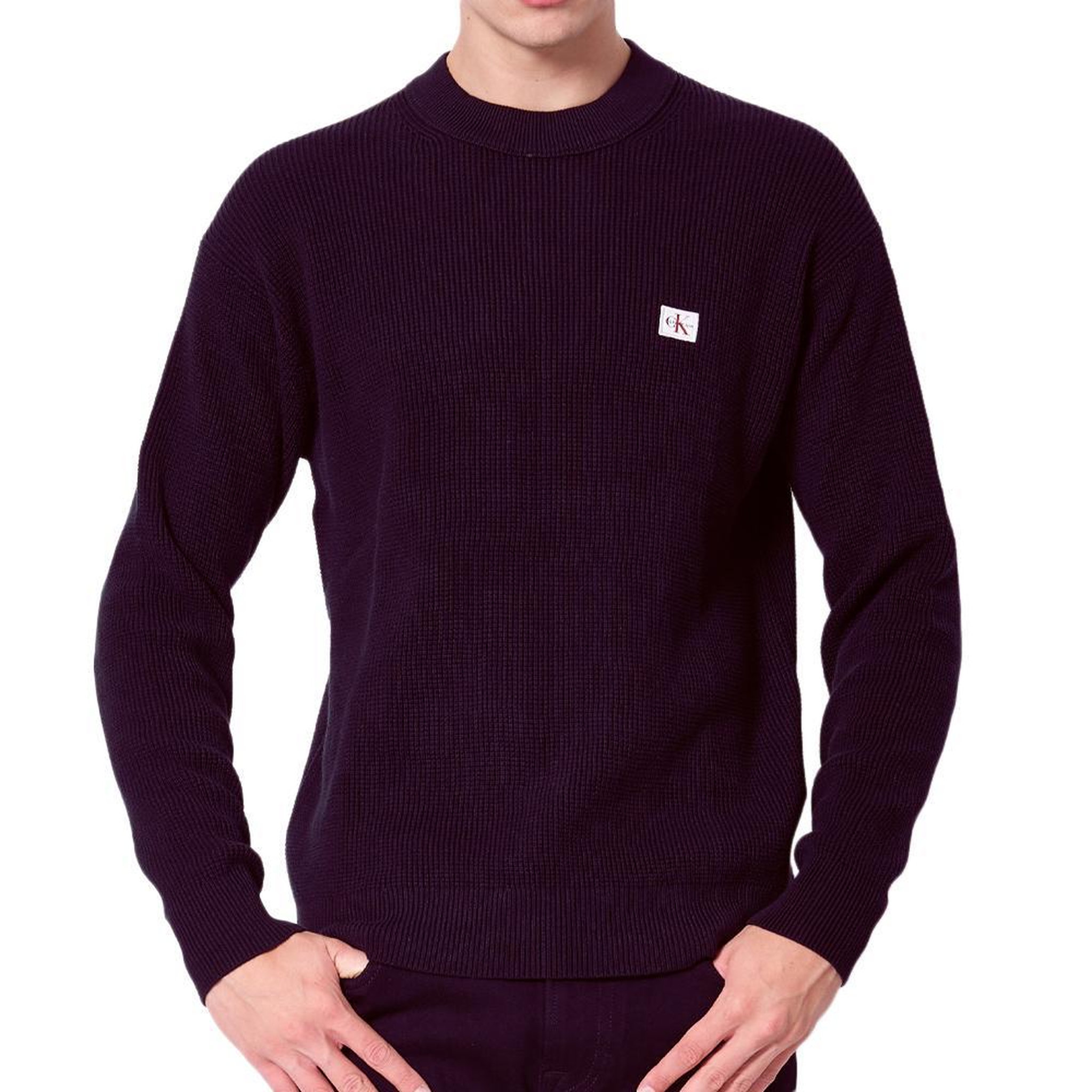 CALVIN KLEIN JEANS Pull Bordeaux Homme Calvin Klein Jeans Waffle. Coloris disponibles : Rouge