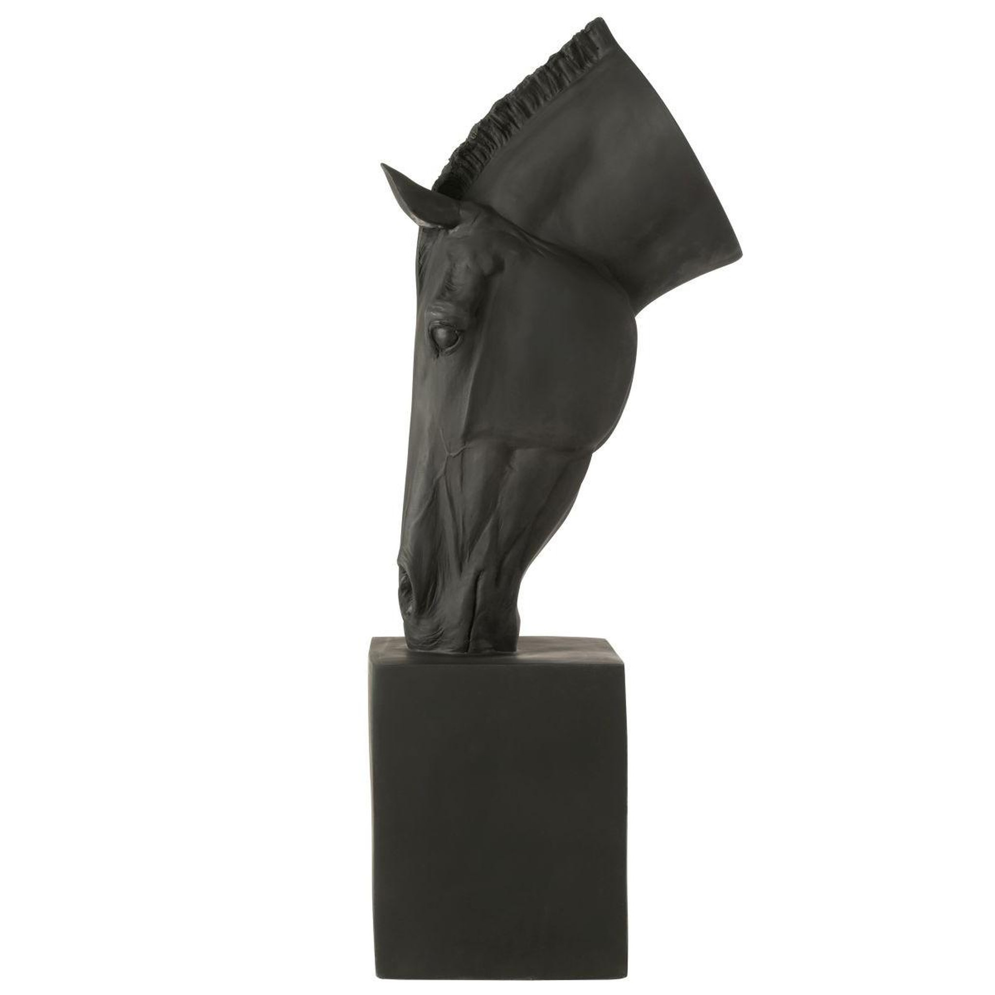 Voir la diapositive 3 : J-LINE Tête de Cheval sur Socle  Hollywood  95cm Noir