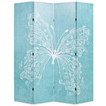 VIDAXL Cloison de separation pliable 160 x 170 cm Papillon Bleu