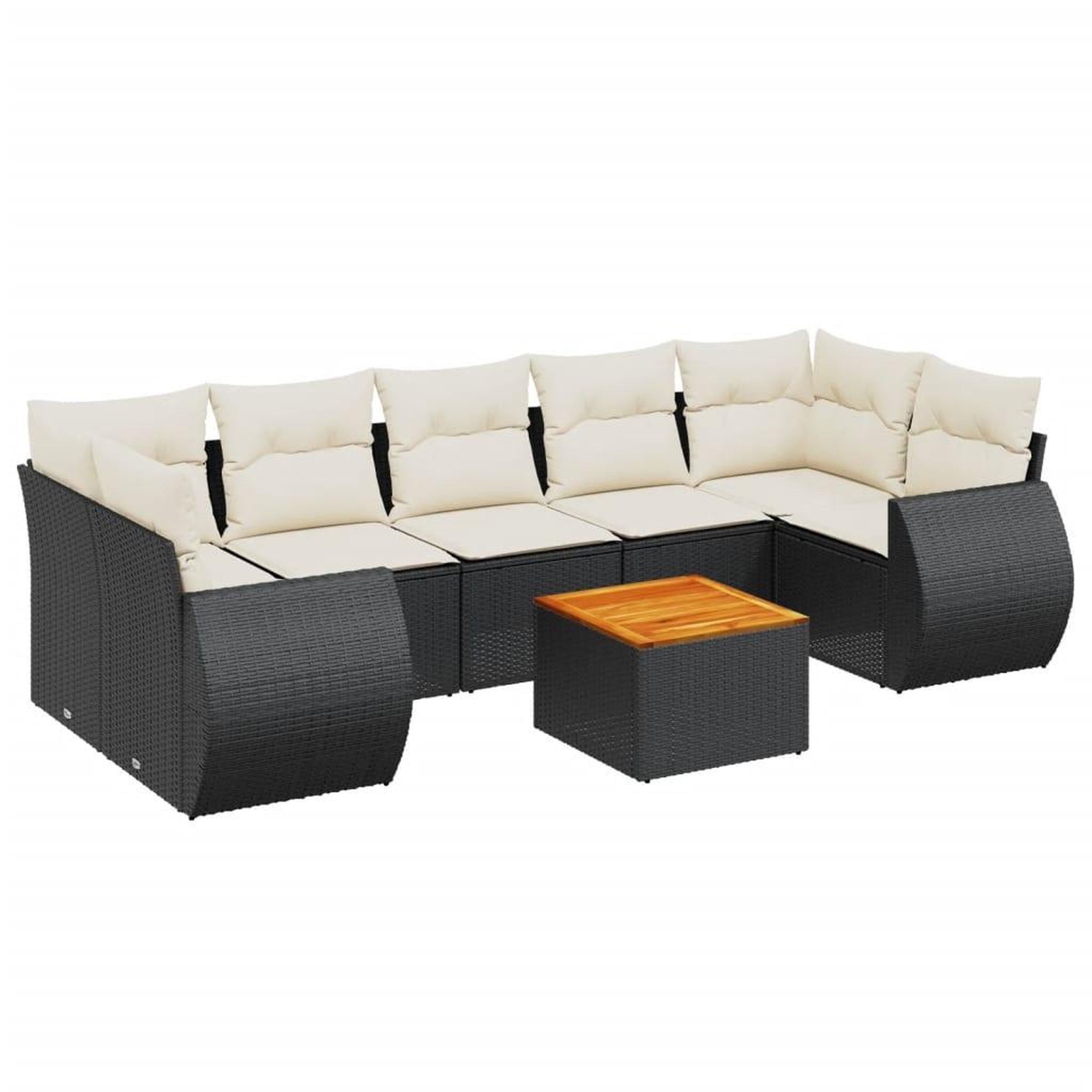 Voir la diapositive 2 : VIDAXL Salon de jardin 8 pcs avec coussins noir resine tressee