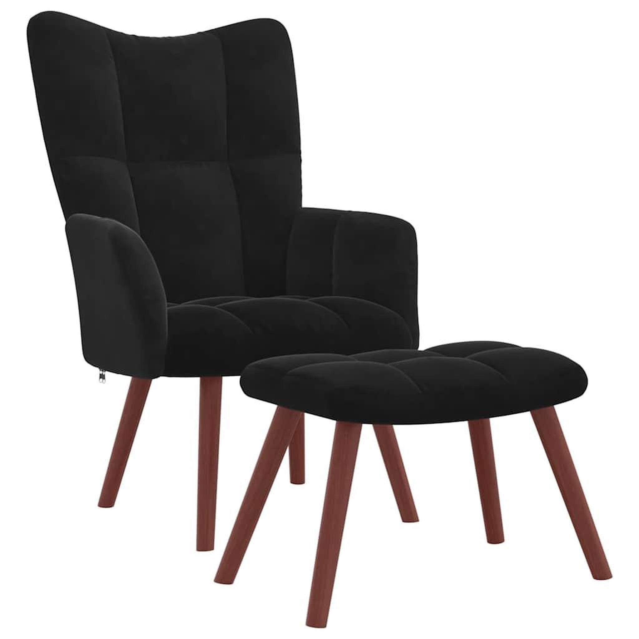 Voir la diapositive 2 : VIDAXL Chaise de relaxation avec repose-pied Noir Velours