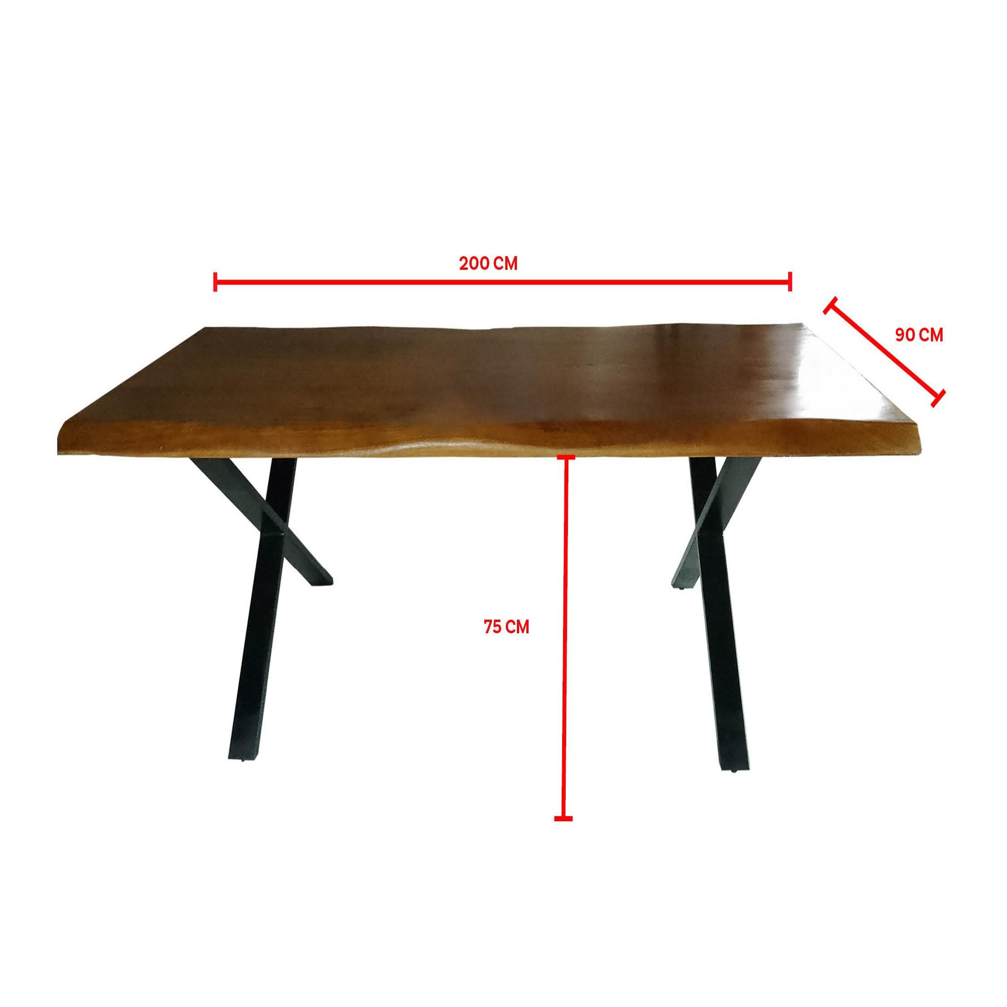 Voir la diapositive 4 : Table à manger 8 personnes en acacia massif finition huilée et pieds métal LISBONNE