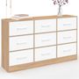Voir la diapositive 1 : ID MARKET Commode 9 tiroirs en tissu UPPAH 113 cm meuble de rangement bois façon hêtre et blanc