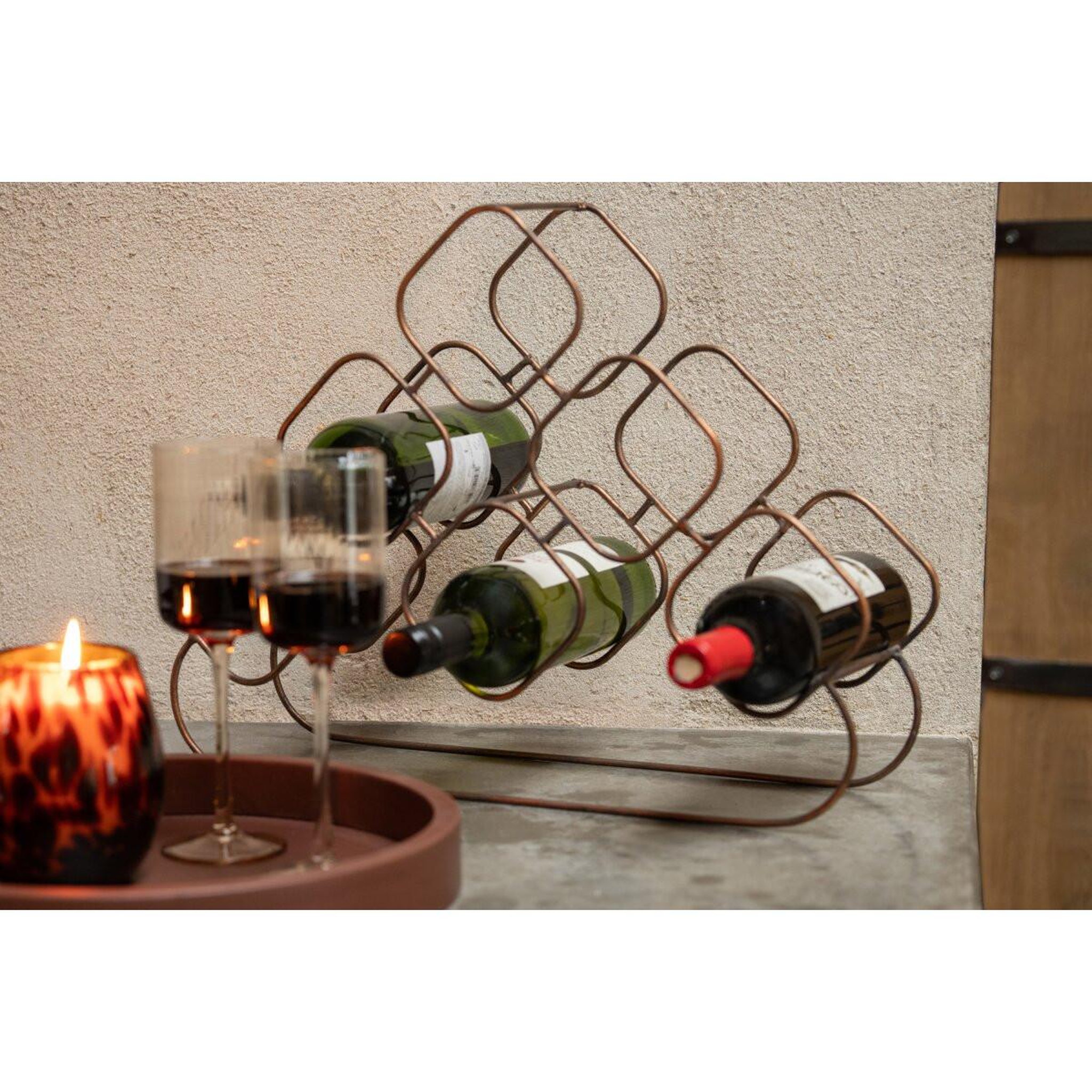 Voir la diapositive 4 : J-LINE Porte-Bouteilles à Vin en Métal  Dagfinn  46cm Bronze