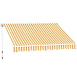 OUTSUNNY Store banne manuel rétractable aluminium polyester imperméabilisé 3L x 2,5l m orange blanc rayé