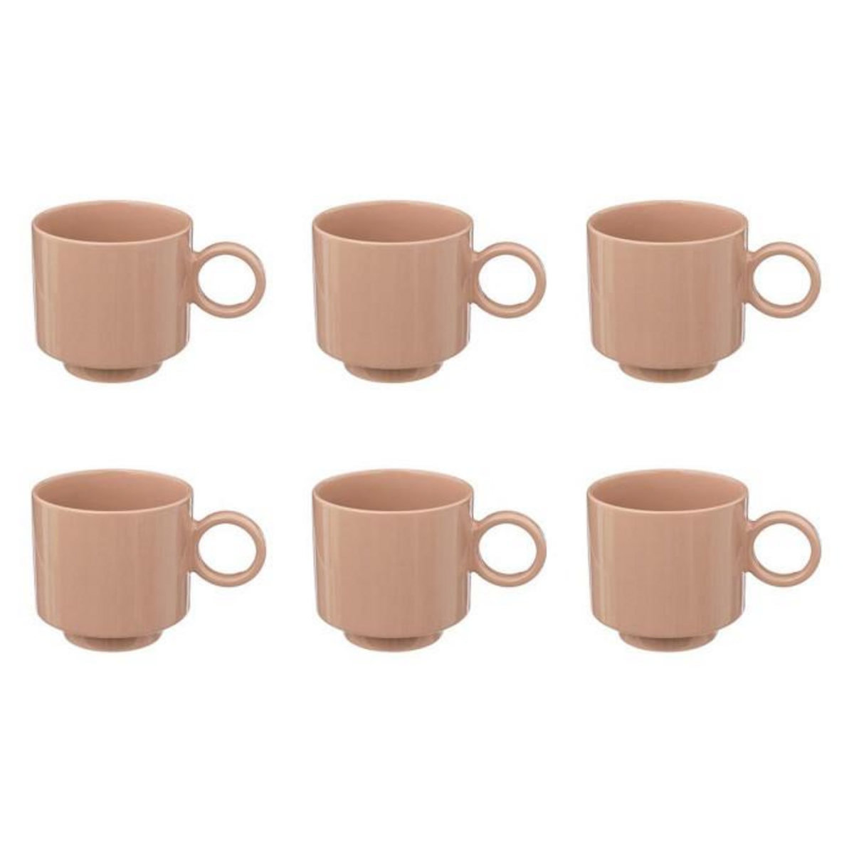 SECRET DE GOURMET Lot de 6 Mugs en Céramique  Anne  38cl Nude