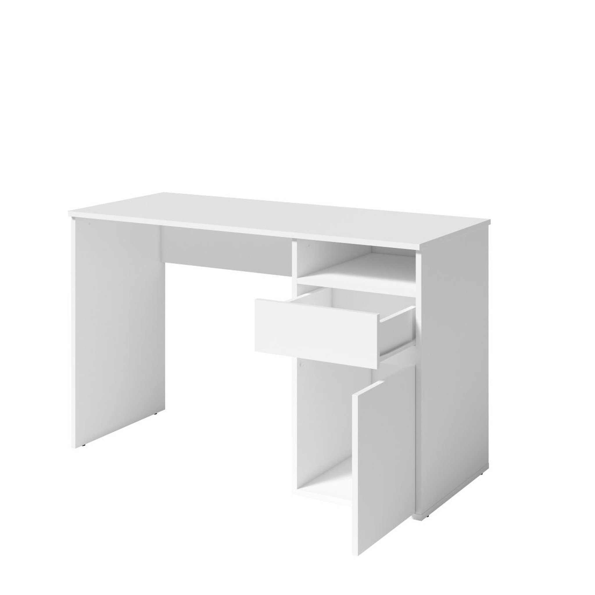 Voir la diapositive 4 : JLC KREATION Bureau moderne blanc 120cm avec rangement albi