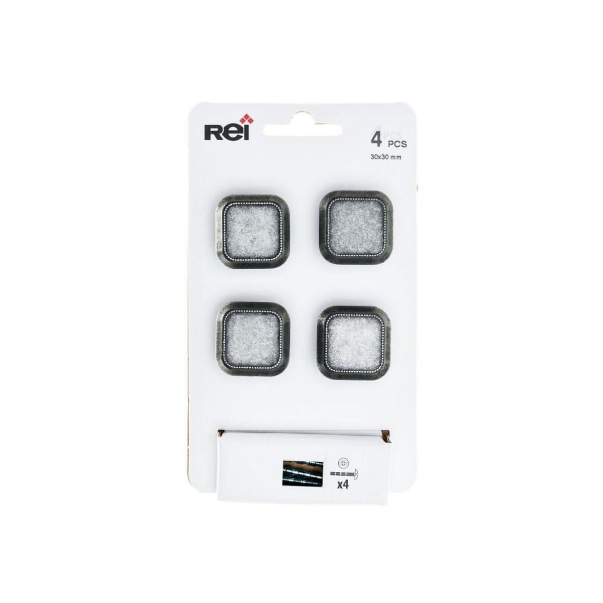 CENTRALE BRICO Lot de 4 boutons de meuble Carré zamak vieilli H.22 x l.30 x P.30 mm