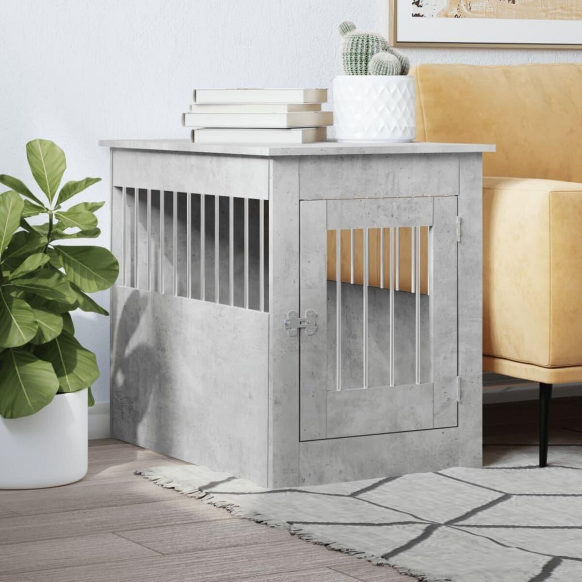 VIDAXL Meuble de cage pour chiens gris beton 55x80x68 cm