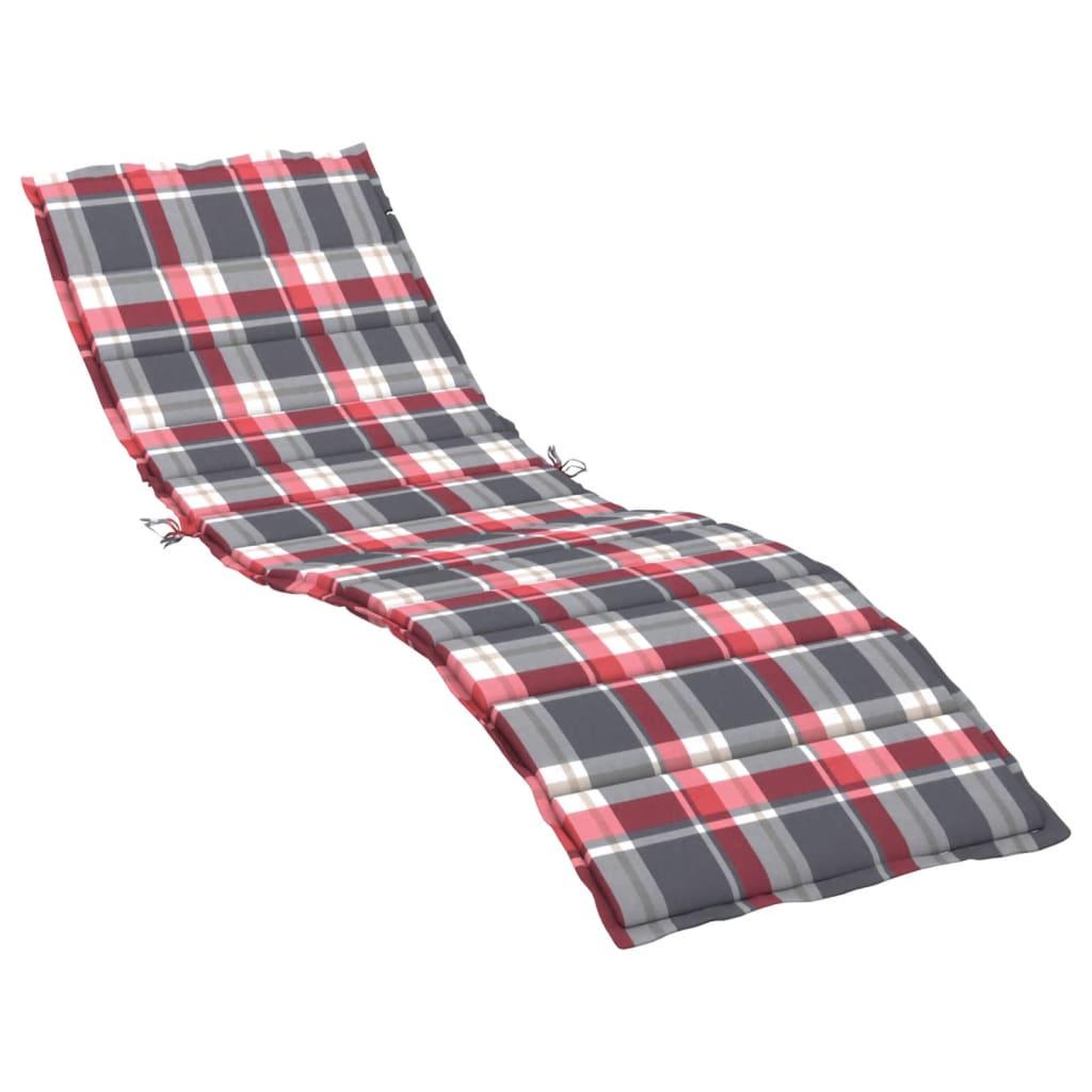 Voir la diapositive 2 : VIDAXL Coussin de chaise longue a carreaux rouge 200x60x3 cm