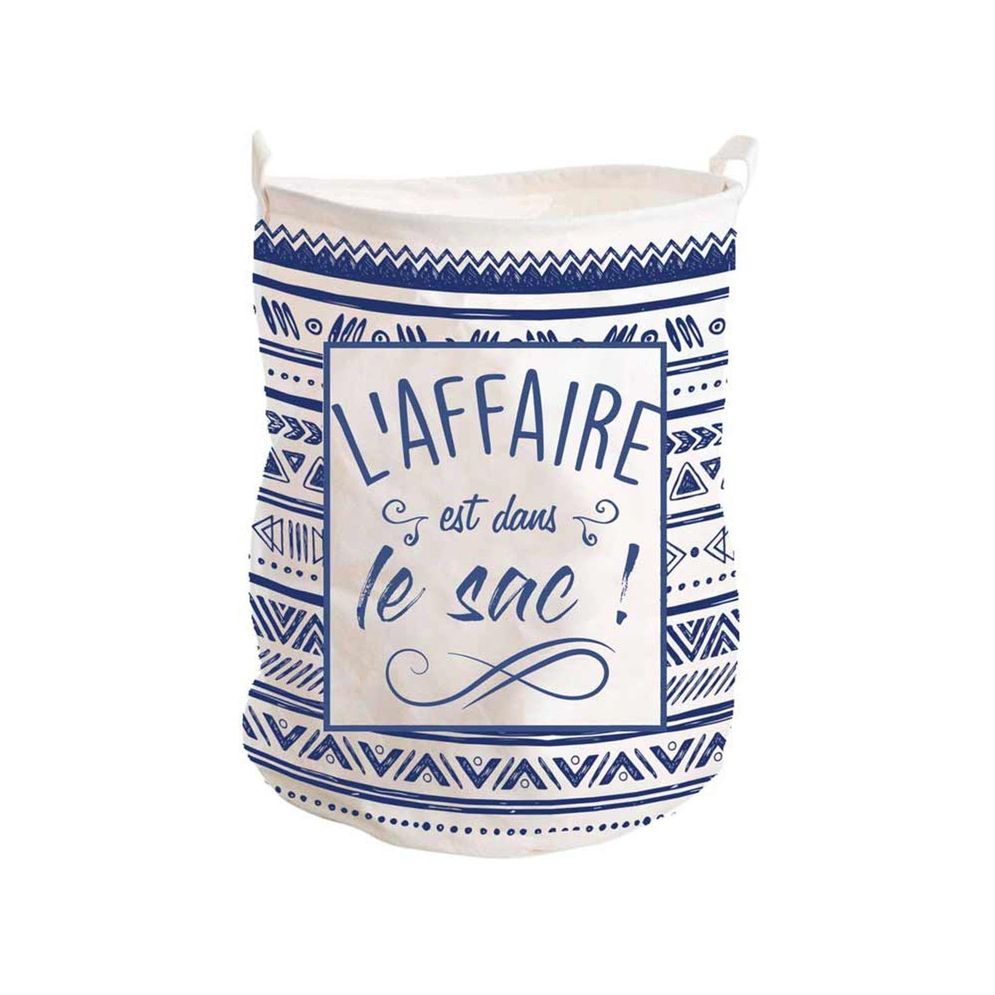 SUD TRADING Panier à linge  L'affaire est dans le sac  - 40 x 50cm - blanc