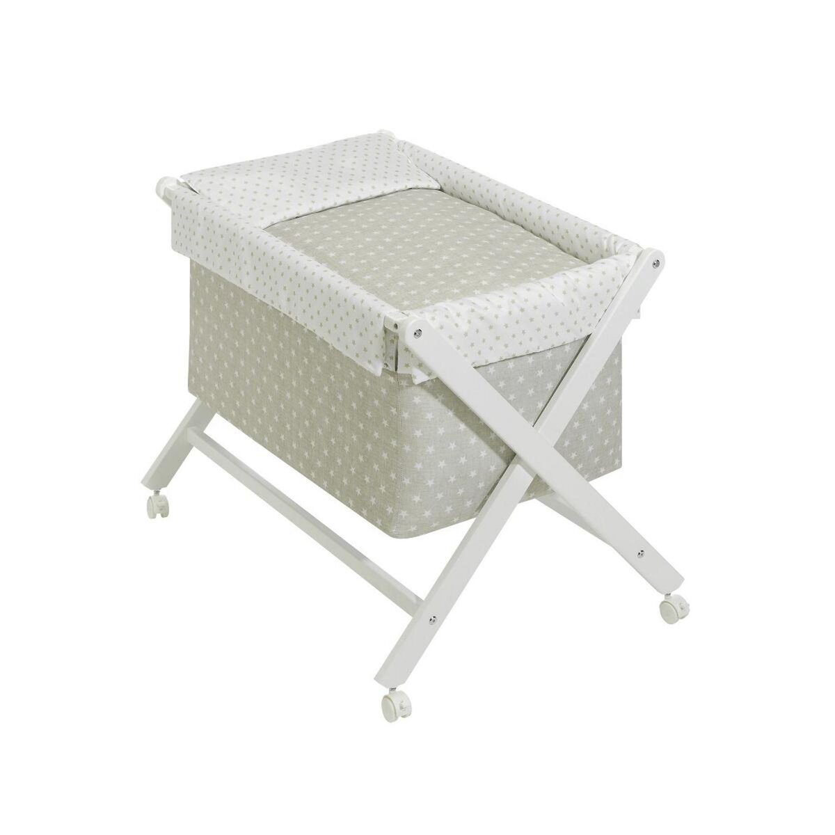 INTERBABY Berceau en Croix Étoile Beige pour Bébé - Sécurité et Confort Assurés