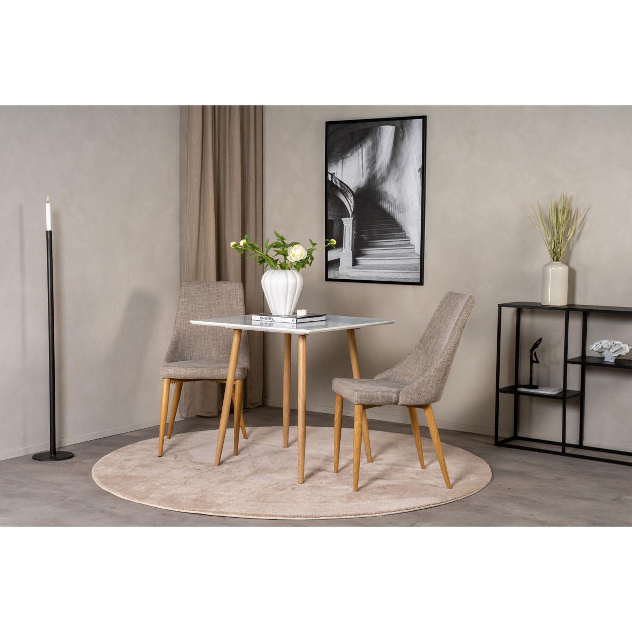 Voir la diapositive 3 : Paris Prix Table à manger  polar  75cm blanc & naturel