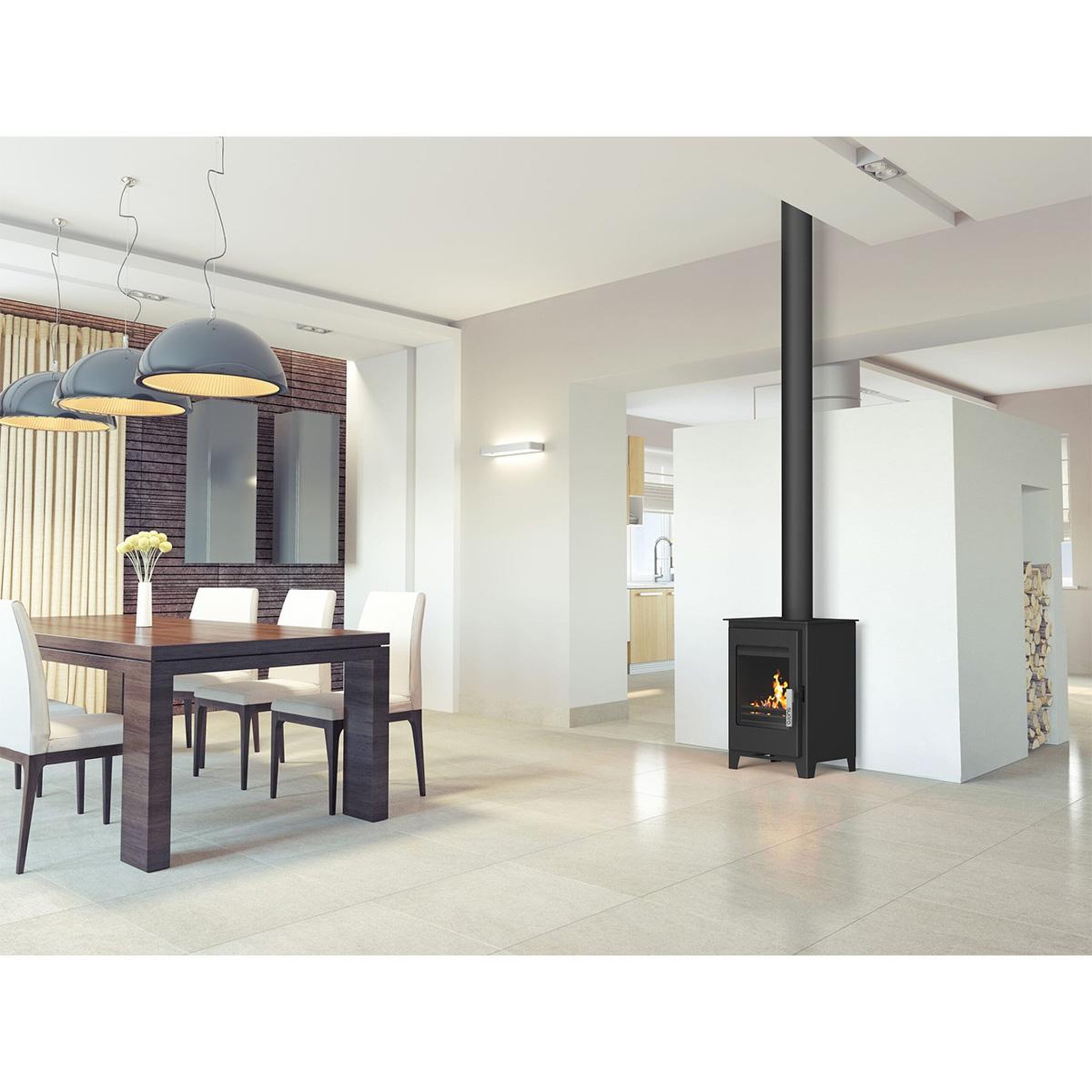 Voir la diapositive 3 : Supra Poêle à bois 4.8kw noir - oscar