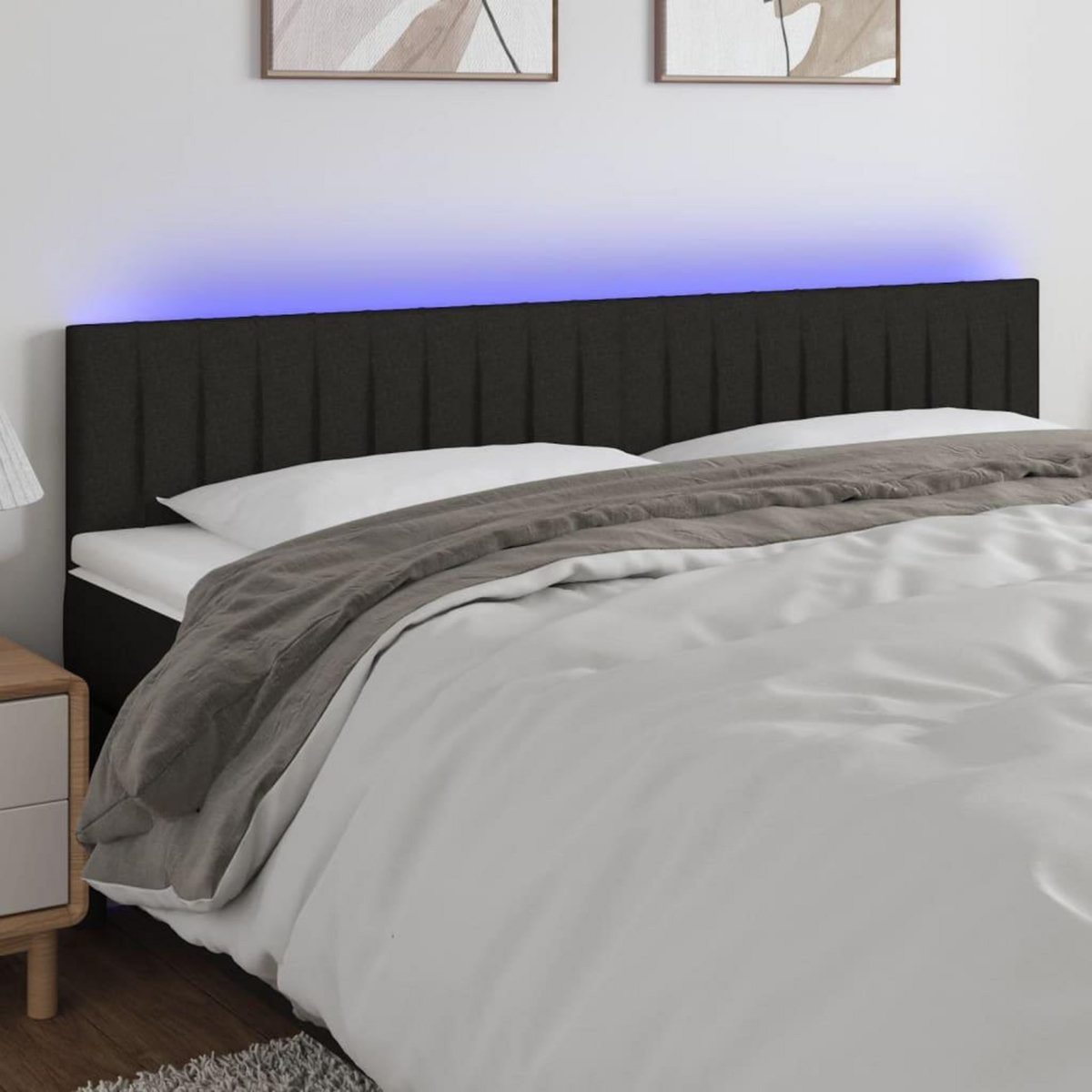 VIDAXL Tete de lit a LED Noir 200x5x78/88 cm Tissu