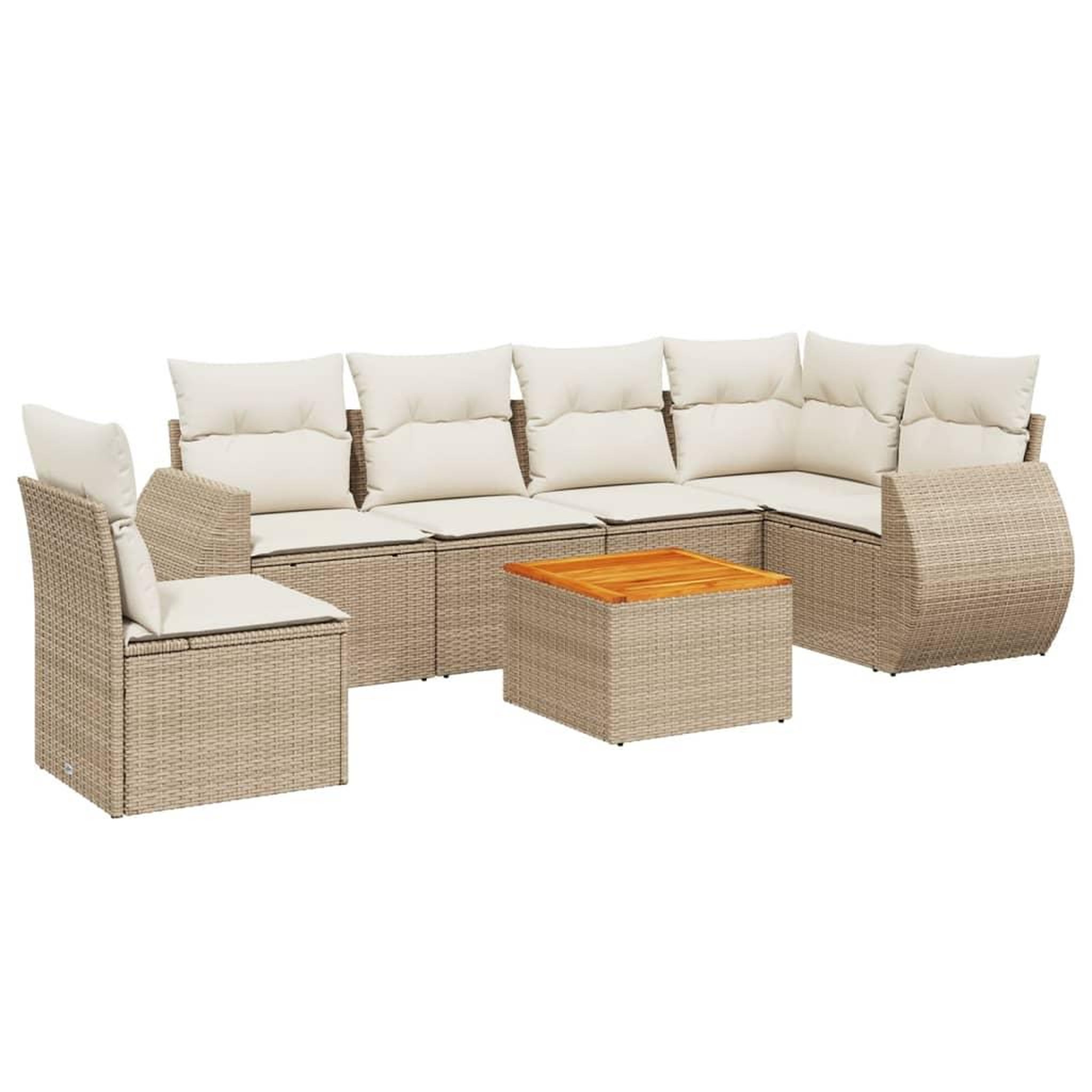 Voir la diapositive 2 : VIDAXL Salon de jardin avec coussins 7 pcs beige resine tressee
