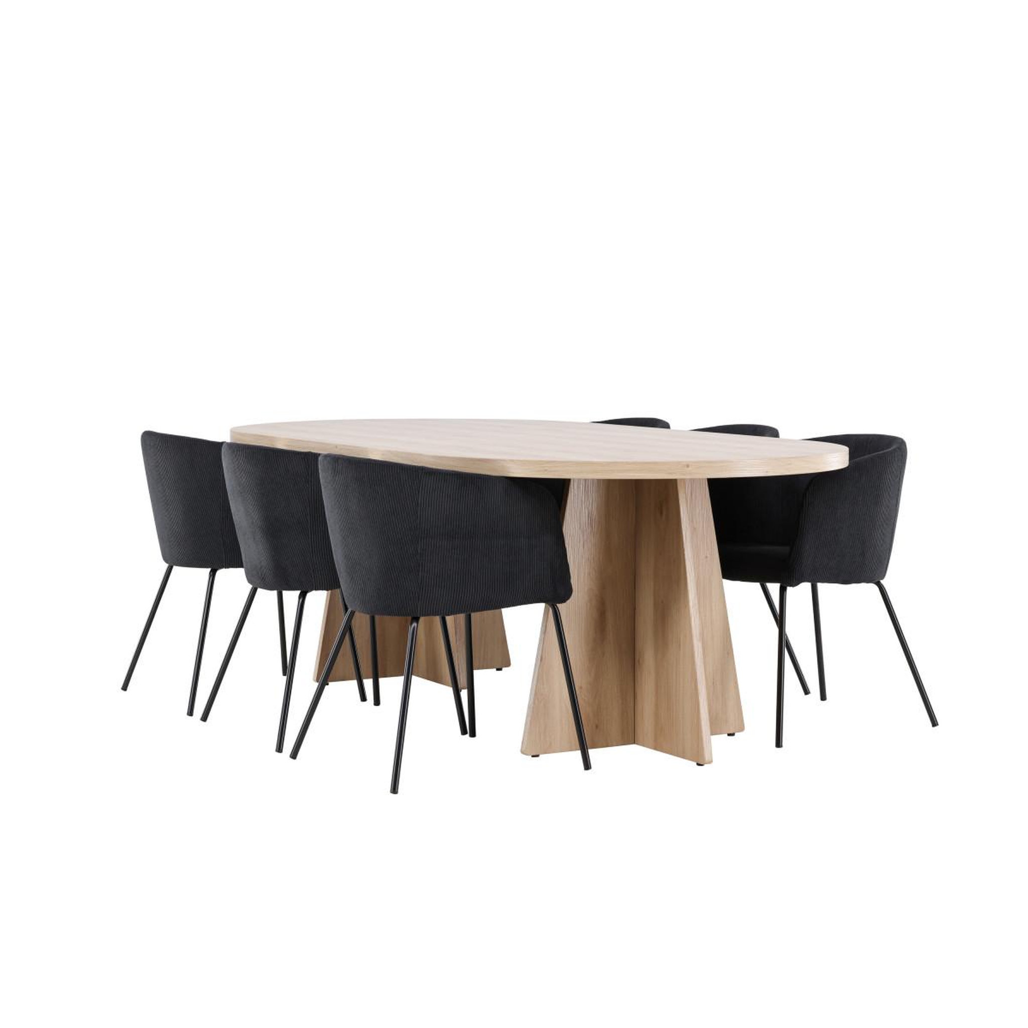 Voir la diapositive 5 : Paris Prix Ensemble table à manger & 6 chaises  bootcut & berit  230cm naturel & noir
