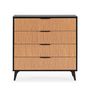 Voir la diapositive 4 : VS VENTA-STOCK Commode de nuit Denis 4 tiroirs couleur Noir/Bois