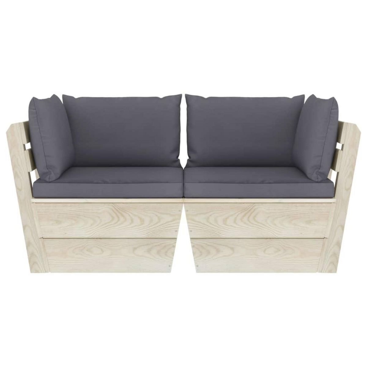 VIDAXL Canape palette a 2 places de jardin avec coussins Bois d'epicea