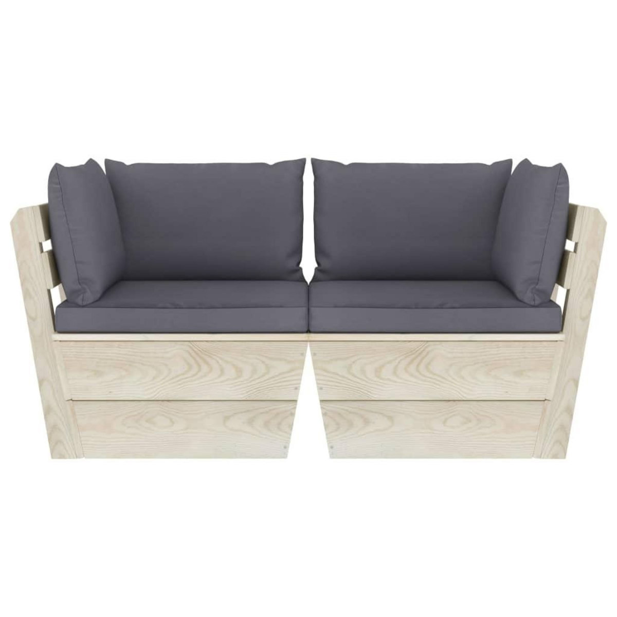 VIDAXL Canape palette a 2 places de jardin avec coussins Bois d'epicea