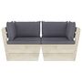 Voir la diapositive 3 : VIDAXL Canape palette a 2 places de jardin avec coussins Bois d'epicea