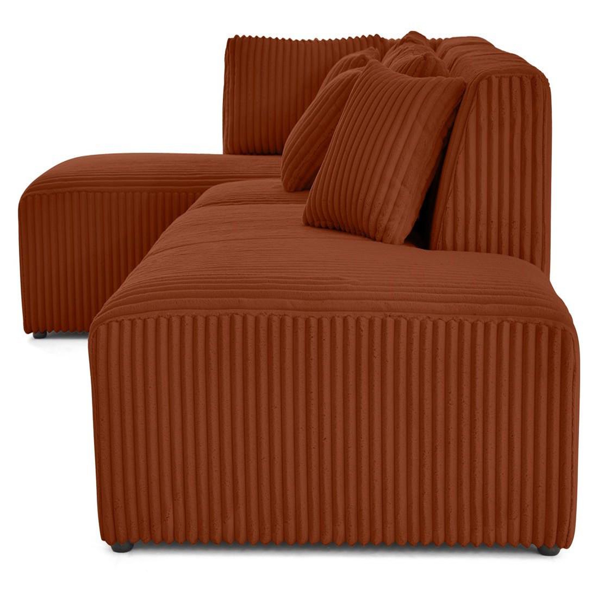 Voir la diapositive 3 : LISA DESIGN Victoire - canapé modulable d'angle gauche 5 places en velours côtelé grosses côtes
