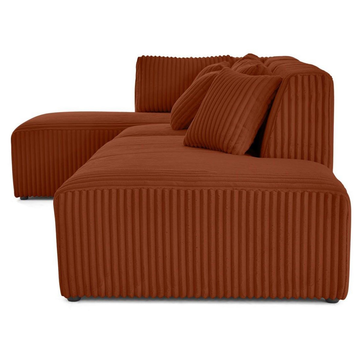 LISA DESIGN Victoire - canapé modulable d'angle gauche 5 places en velours côtelé grosses côtes